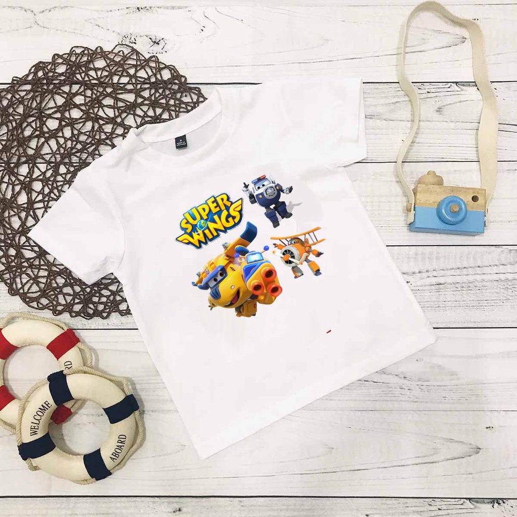 Áo thun in hình đội bay siêu đẳng Super Wings bé trai giá rẻ