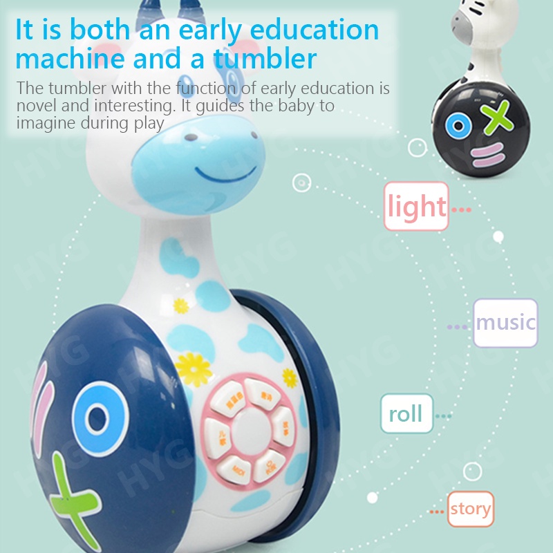 HYG Toys Máy kể chuyện bê đu bằng điện có đèn và nhạc, đồ chơi giáo dục mầm non