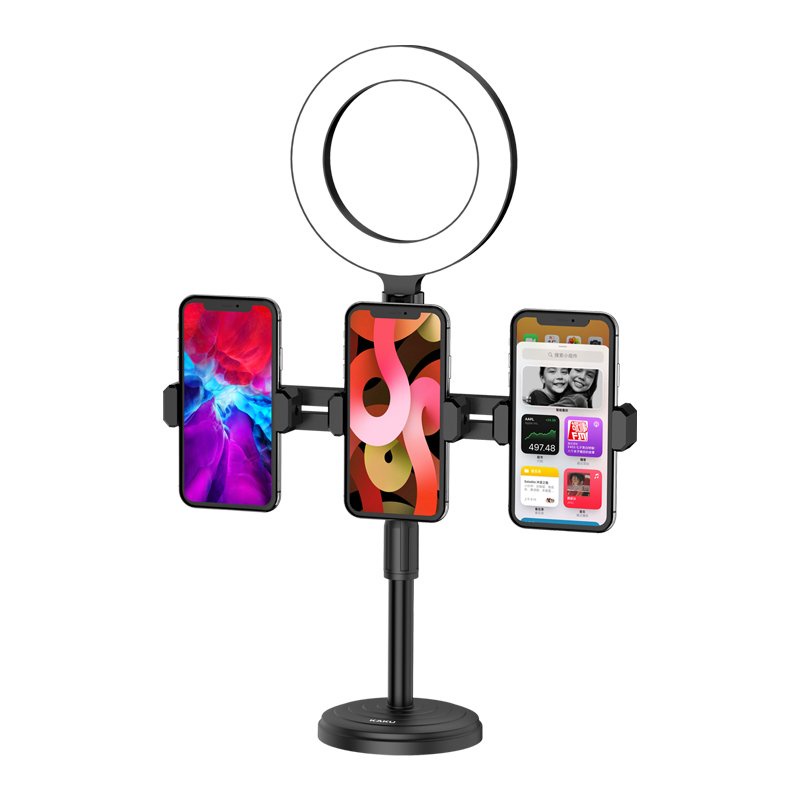 Đèn livestream mini để bàn 2 kẹp điện thoại có 3 màu điều chỉnh nguồn sáng hỗ trợ bán hàng quay tiktok chụp ảnh - Rabbi