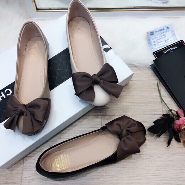 Giày Búp Bê Nữ Đính Nơ Lụa Siêu Đẹp - Kèm video-ảnh thật