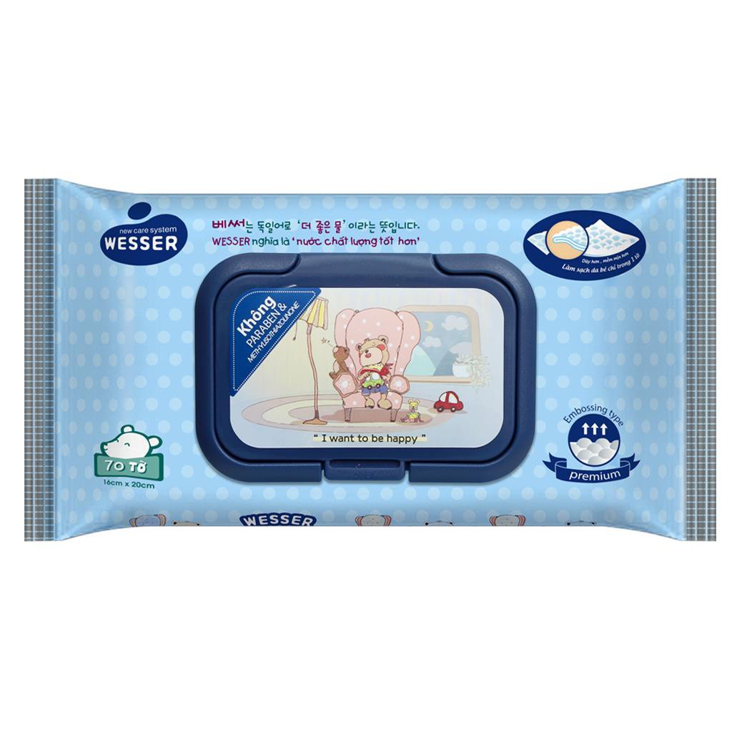 Khăn ướt Wesser xanh dương