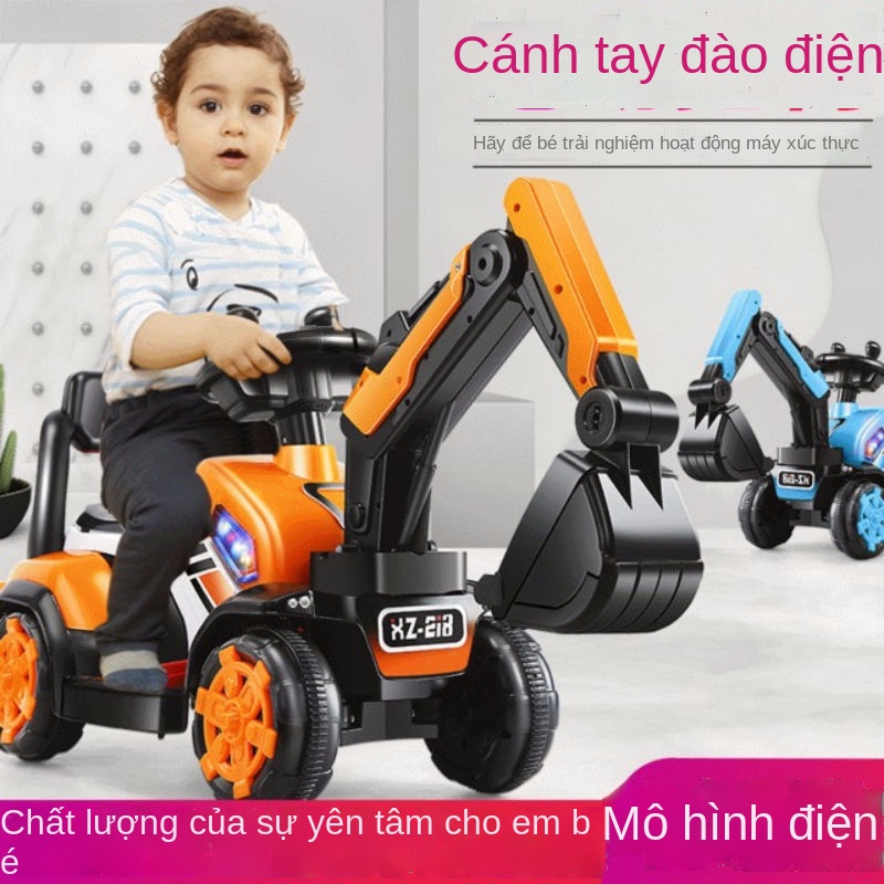 ⊙△Trẻ em ô tô xoắn chống lật máy xúc lớn có thể đi ra ngoài âm nhạc bé trai và bé gái đang tập đi lắc đất đồ chơi