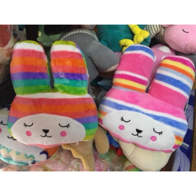 Chăn gối 2 trong 1 thỏ 7 màu