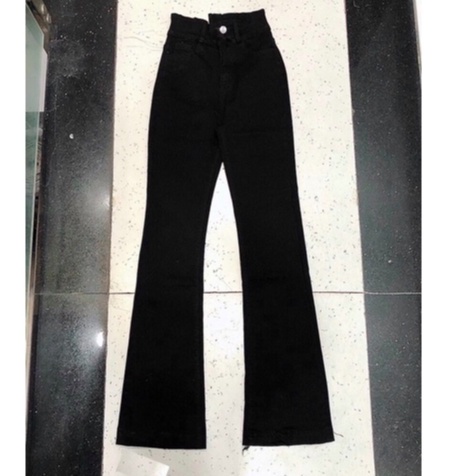 [Mã SKAMFSW175 giảm 10K đơn 50K] [HÀNG CAO CẤP]Quần Jean Nữ AIORI Ống Loe Lưng Cao Trơn Màu Đen Bass Cạp Cao Jeans Co
