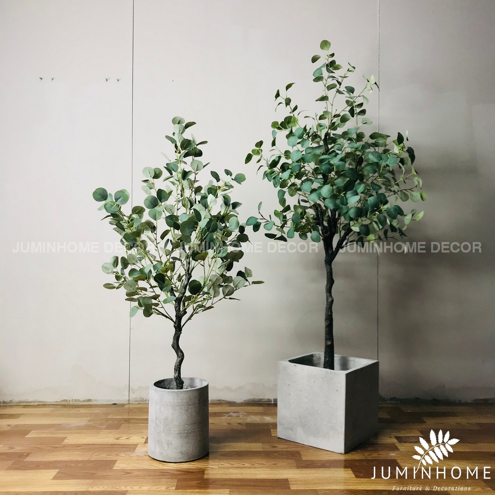 Cây giả, Cây bạch đàn giả, lá táo, lá bạc  - Cây giả decor trang trí nhà cửa nội thất phòng khách phòng ngủ