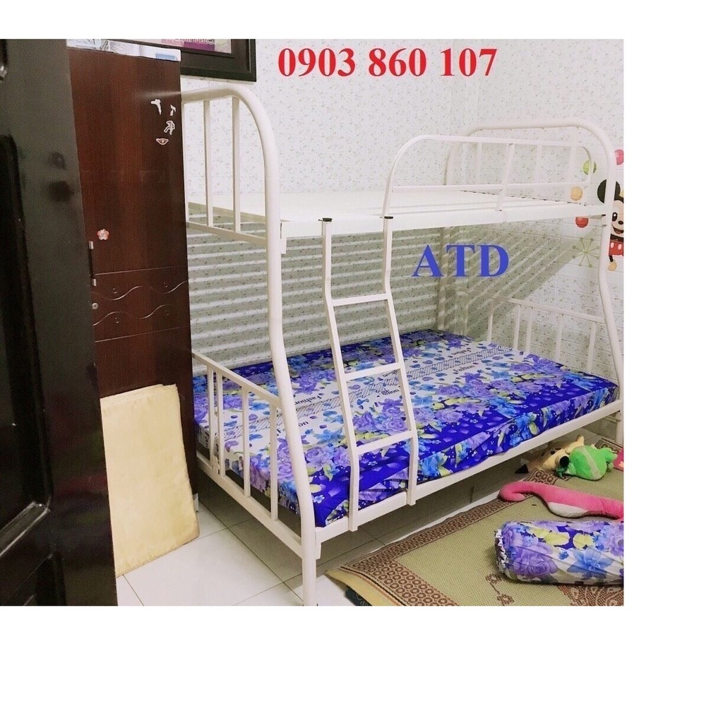 Giường ngủ 2 tầng bằng sắt cho gia đình người lớn - giường tầng sắt giá rẻ 1m2/1m4 dài 2m y hình 100%