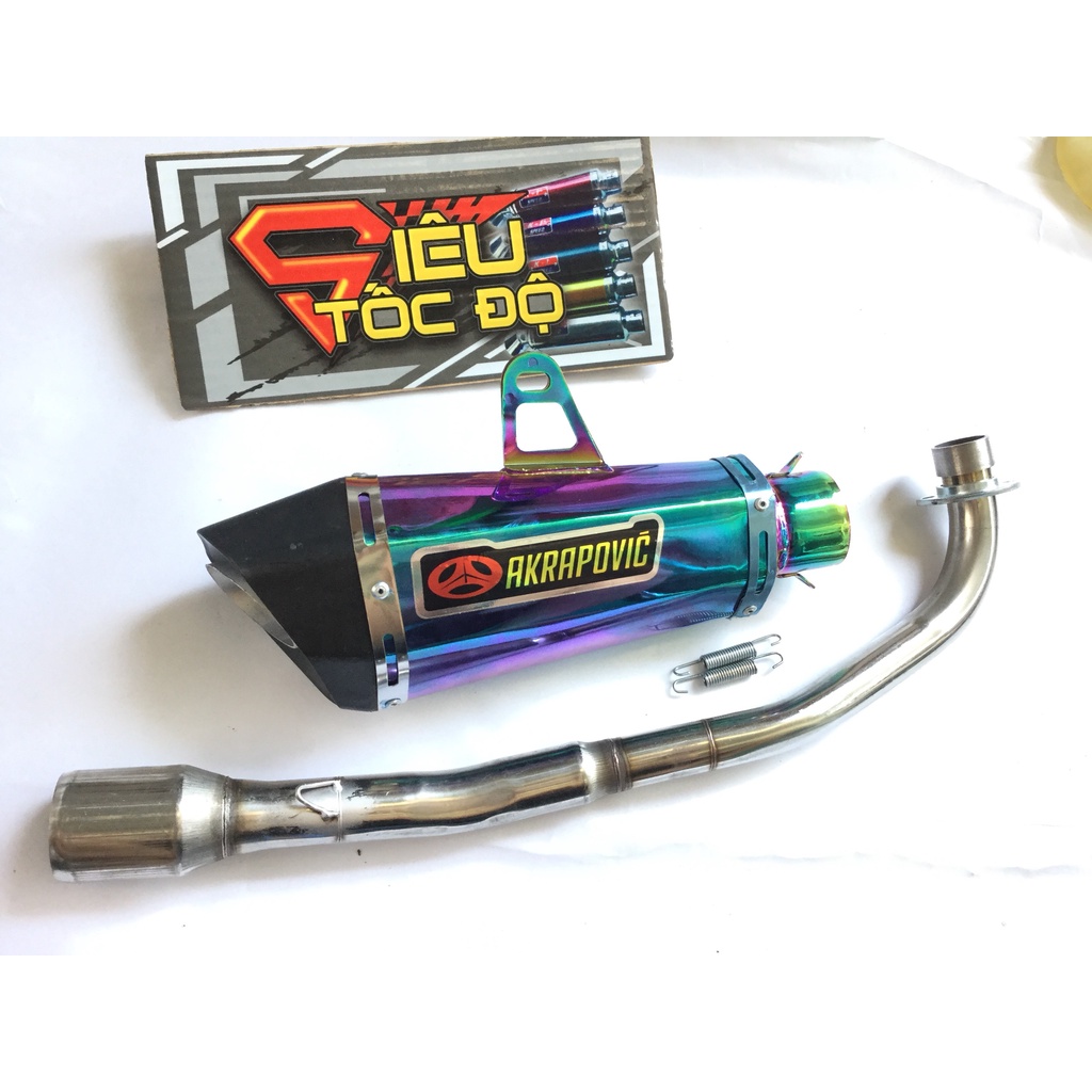 Bộ pô akapovic 7 màu FULL CỔ INOX THẲNG WAVE, SI, CUP, DREAM, EXCITER, WINER, SONIC, RAIDER FI, SATRIA, GSX