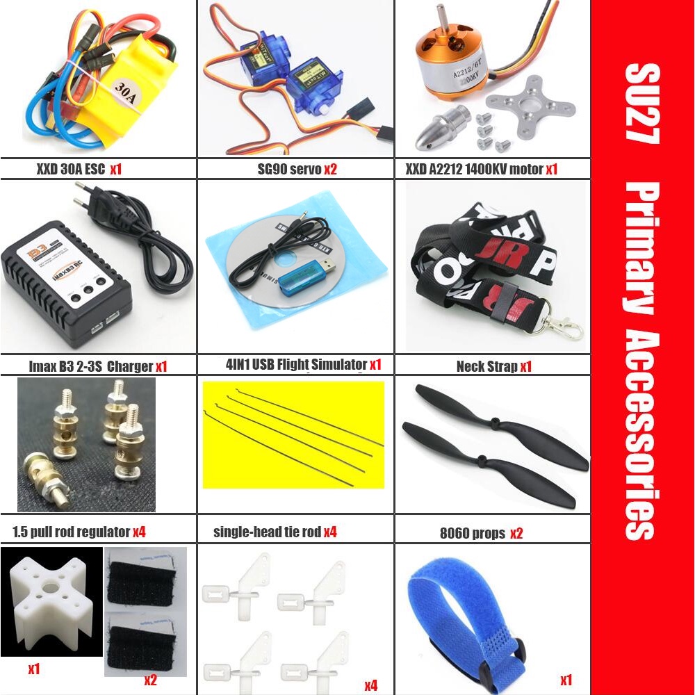 Mô Hình Cánh Cố Định Su27 RC Kèm Bộ Truyền Tín Hiệu MC6C Dành Cho Máy Bay Điều Khiển Từ Xa