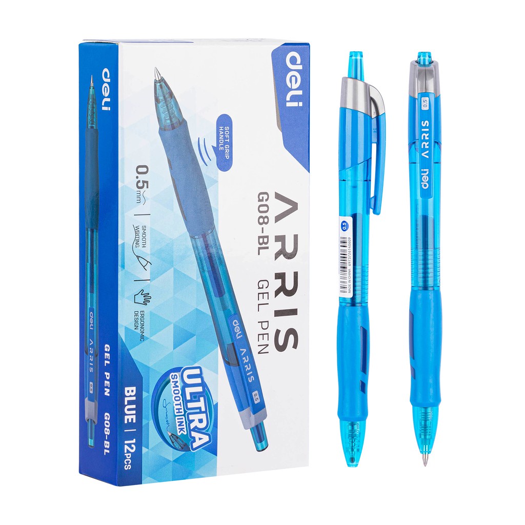 Bút Gel Bấm Deli ARRISE EG08-BL Ngòi 0.5mm viết siêu êm