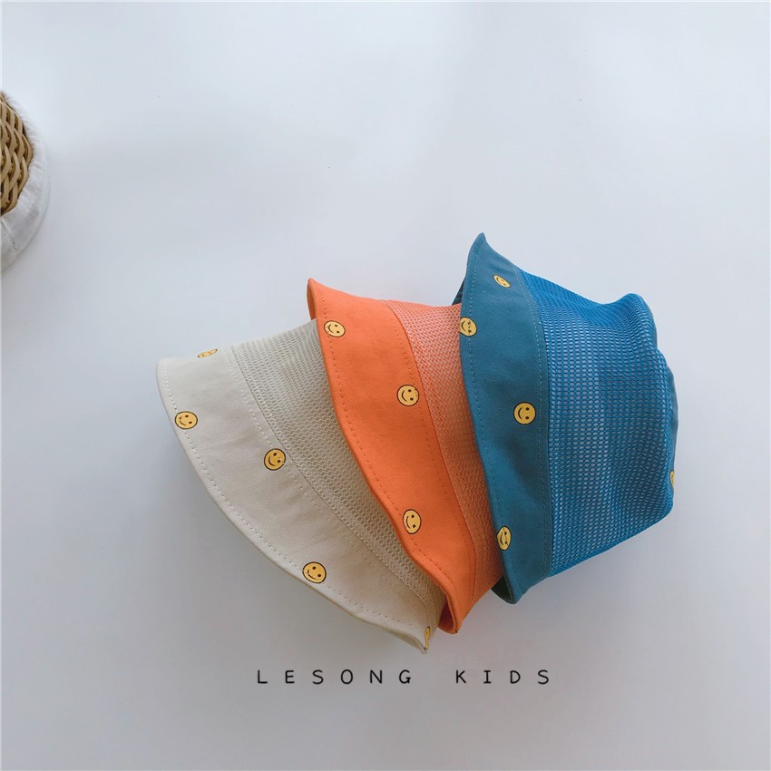 Mũ Bucket Thêu Hình Mặt Cười Dễ Thương Thời Trang Cho Bé