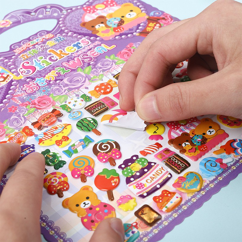 Hình nhãn dán sticker nổi 3d gái trai lồi lõm xe, mặt cười, động vật, cá kích thước 20x24cm