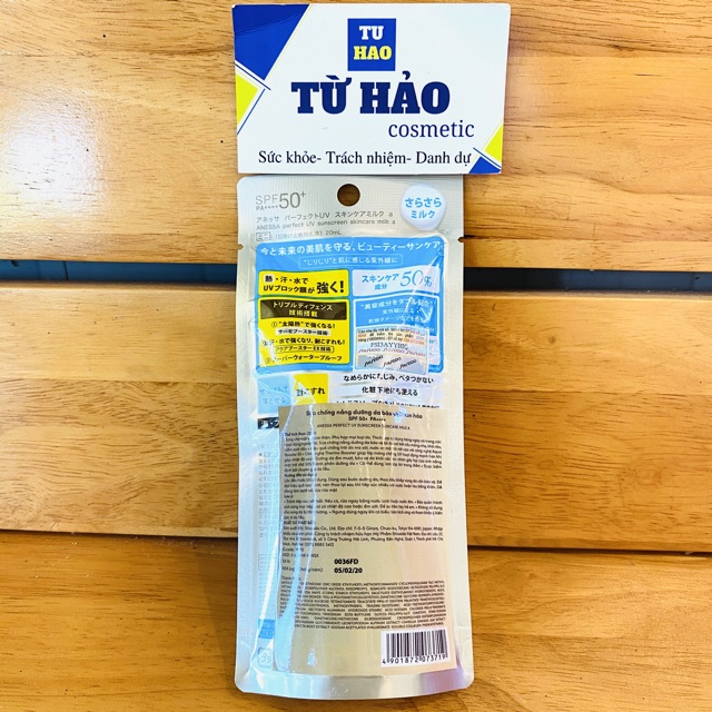 Sữa chống nắng bảo vệ hoàn hảo Anessa Perfect UV Sunscreen Skincare Milk 20ml