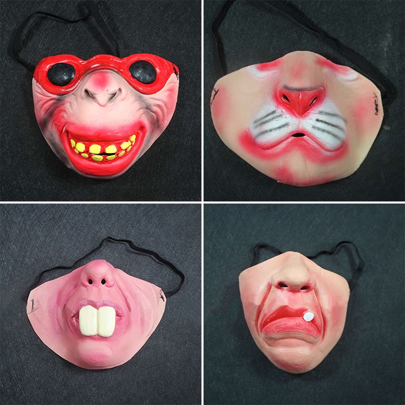 Halloween Masks for Adults Fun Drone Beard Latex 3d Stereo Masks Exhaust Sunscreen Face Cosplay Masks