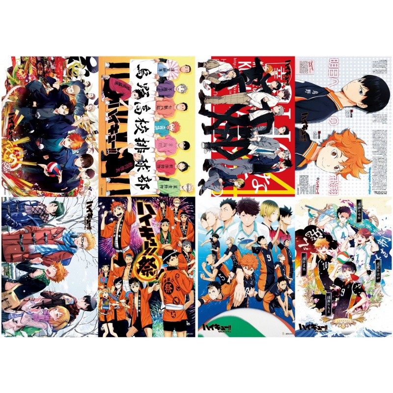 Set 8 Tấm Poster Treo Tường Trang Trí In Hình Anime Volleyball