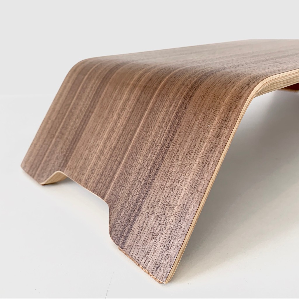 Kệ màn hình máy tính gỗ uốn cong Imac Stand - Veneer Walnut (Bản cao cấp)