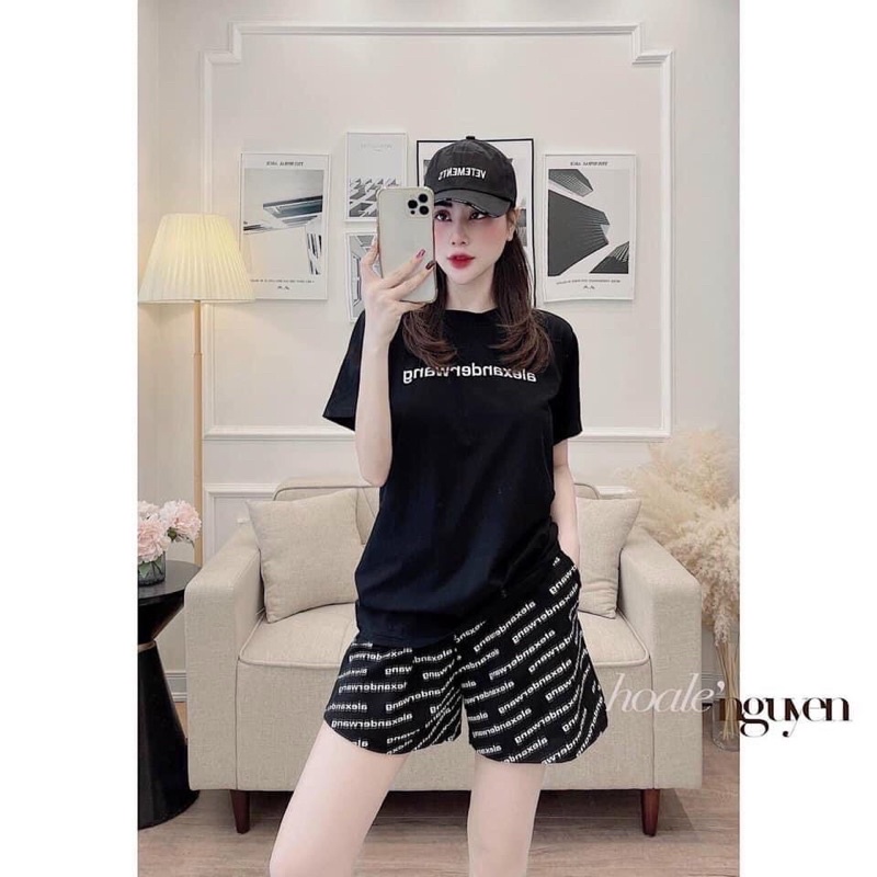 Bộ đồ nữ mặc nhà thể thao WANG ba màu basic siêu đẹp bộ đồ áo thun kèm quần short đùi thun mặc nhà