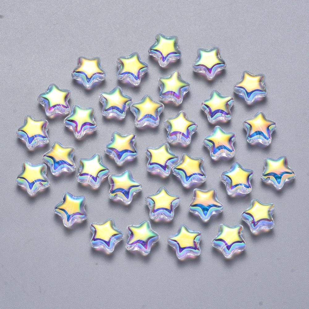 Bộ 10 Hạt Thủy Tinh Trong Suốt AB 8x8.5x4mm: 1mm