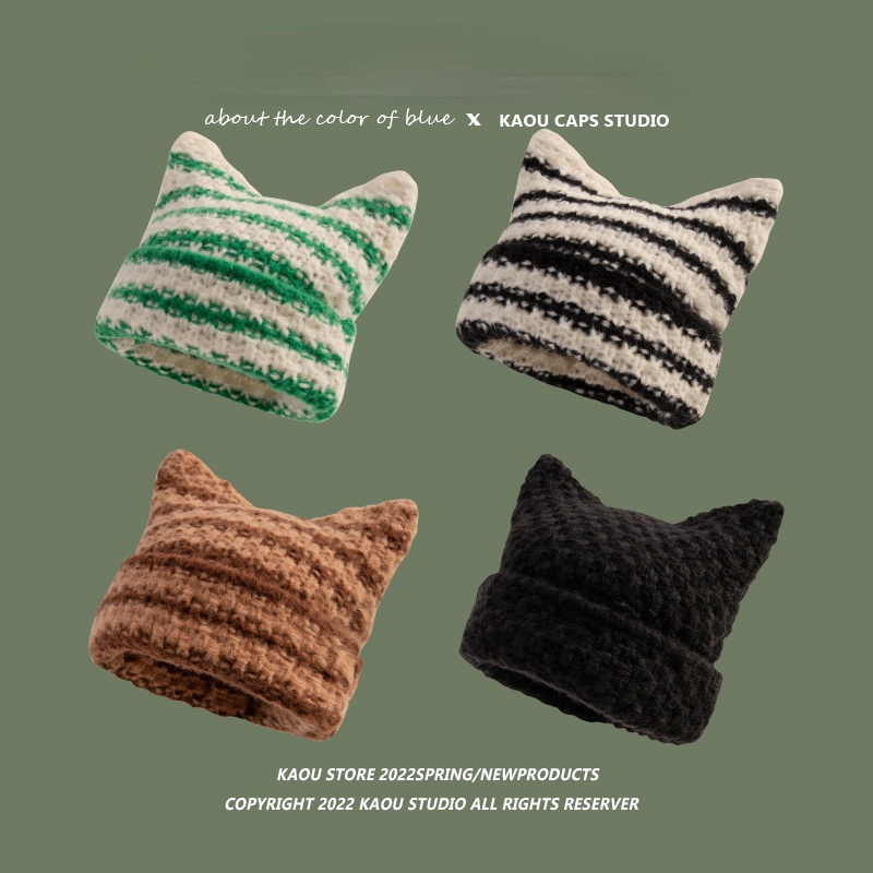 Mũ Len Tai Mèo Dễ Thương Cho Nữ