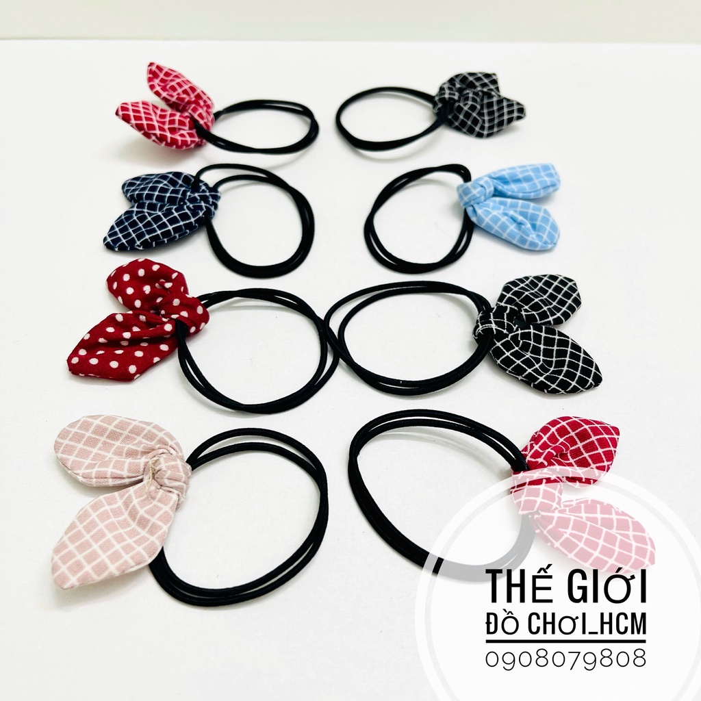 [NHIỀU MẪU- CỰC ĐẸP] Cột tóc nơ xinh hinh tai thỏ và nơ dây có hột đính kèm siêu dễ thương dành cho mẹ và bé yêu