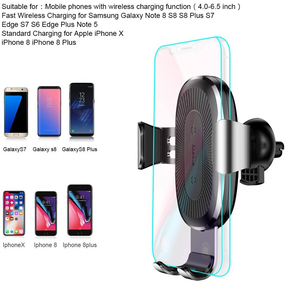 Đế điện thoại Baseus Wireless Charger Gravity Car Mount xoay 360 độ và điều chỉnh góc nhìn ( Đen) - Hàng chính hãng