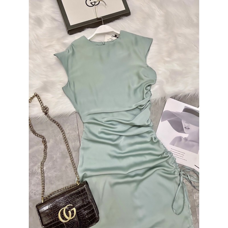 [Mã SKAMA06 giảm 8% tối đa 50K đơn 250K] VNU271 - VÁY LỤA XANH NGỌC TAY HẾN RÚT SƯỜN | BigBuy360 - bigbuy360.vn