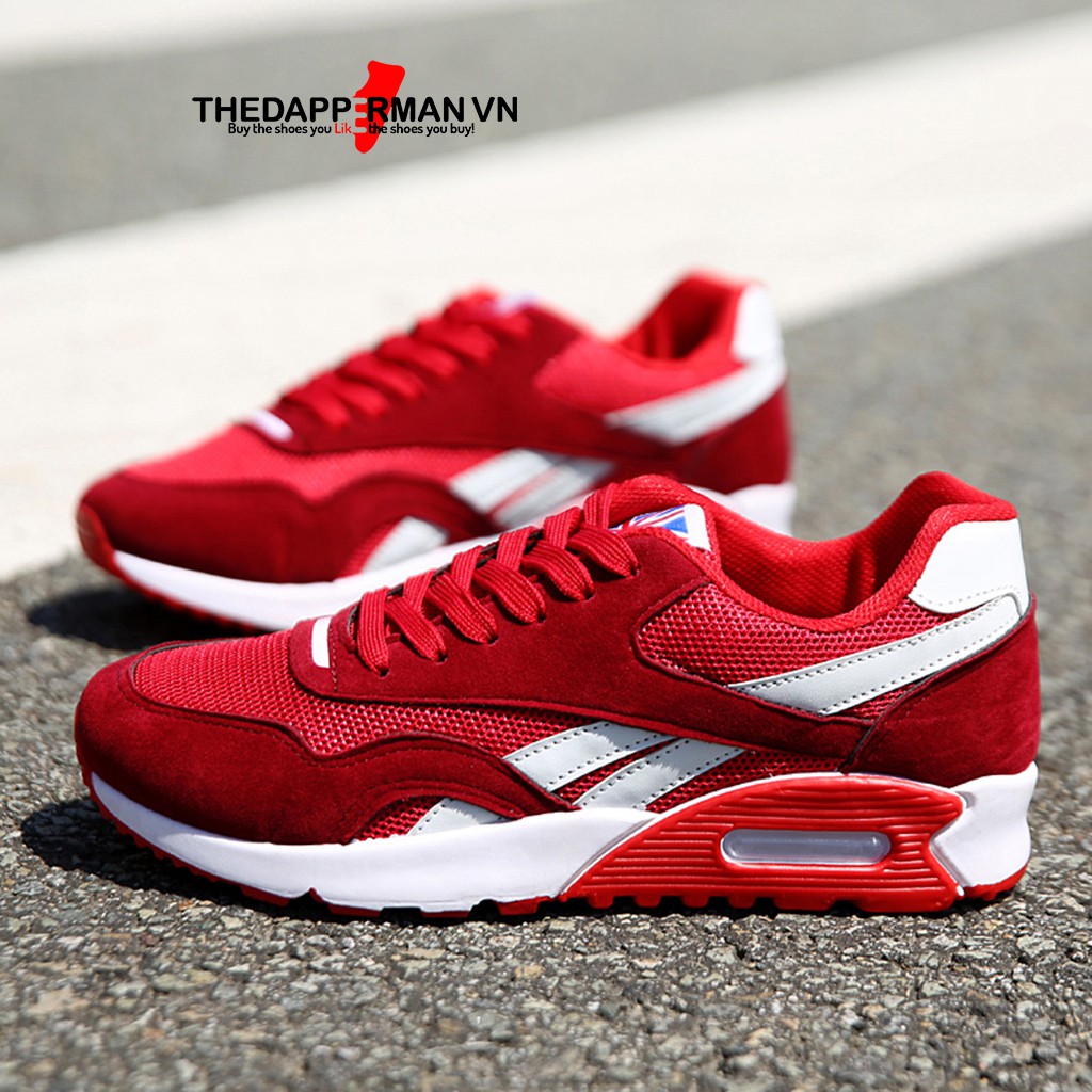 Giày thể thao nam sneaker THEDAPPERMAN TDM861 chất liệu vải kết hợp da lộn, đế cao su ma sát tốt, phù hợp chạy bộ,màu đỏ | BigBuy360 - bigbuy360.vn