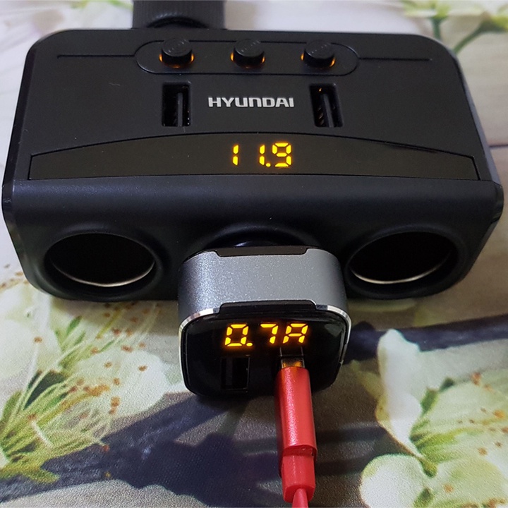 Bộ chia nguồn trên ô tô, 3 cổng cắm, 2 cổng USB, hàng chính hãng