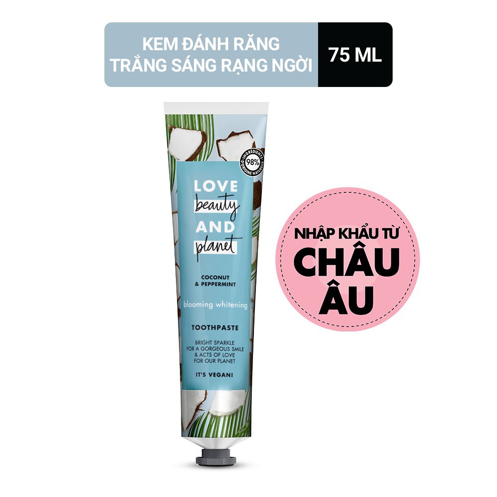 Kem Đánh Răng Love Beauty And Planet Trắng Sáng Rạng Ngời 75ml(Xanh Dương)