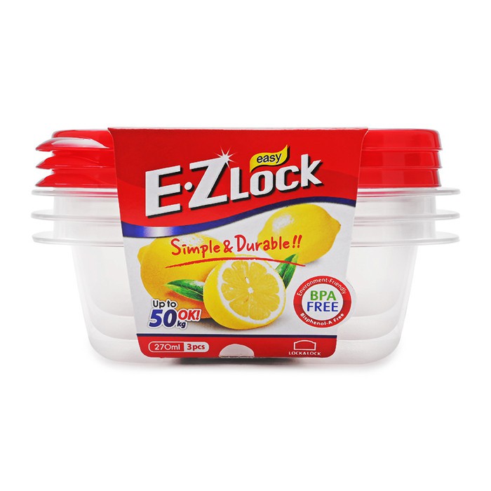 Lock & Lock Hộp Đựng Thực Phẩm Ez Lock - 270ml X 3 Cái Hle6204S