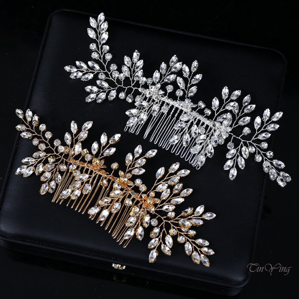 GETNOIVAS 1 Lược Cài Tóc Đính Đá Lấp Lánh Cho Cô Dâu