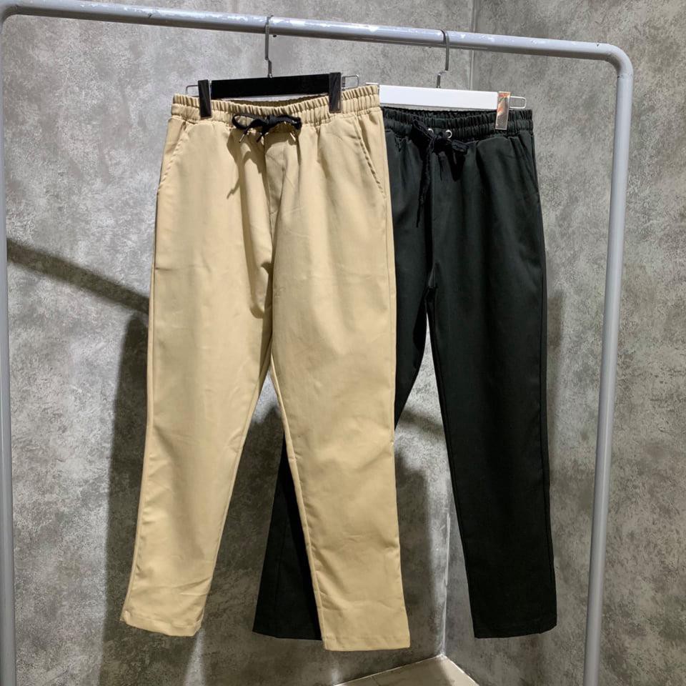 Quần baggy kaki basic màu đen kem unisex nam nữ ống suông đẹp Hàn Quốc thời trang 2021 tại Chiwawa shop