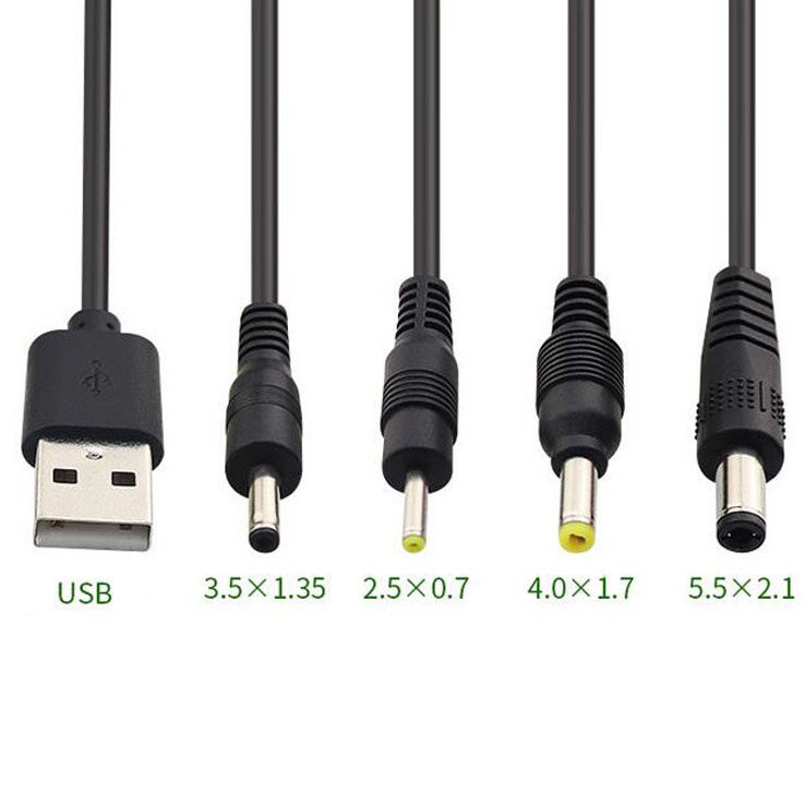 Cổng USB đến 2.5 / 3.5 / 4.0 / 5.5mm Cung cấp kết nối 5V DC Barrel Jack Cáp nguồn Cáp chuyển đổi dây cáp