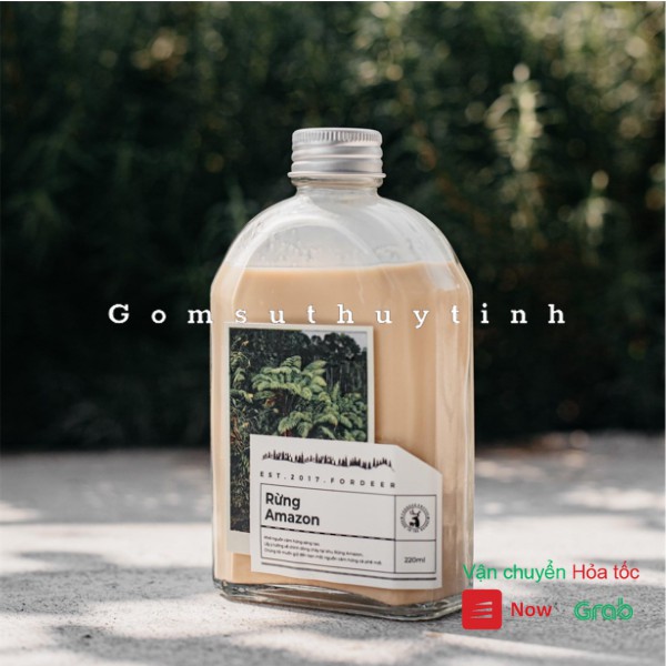 Chai thủy tinh vuông đựng Cold Brew 200ml