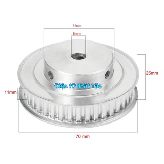 PULLEY BÁNH RĂNG NHÔM 40XL6 40 RĂNG XL -TRỤC 6MM ĐƯỜNG KÍNH 64MM