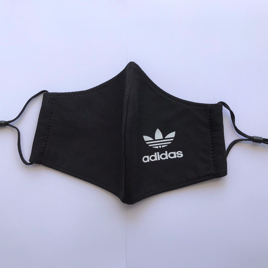 KHẨU TRANG VẢI [ MUA 3 TẶNG 1 ] - Adidas màu đen, logo trắng - Có nút tăng giảm dây đeo.