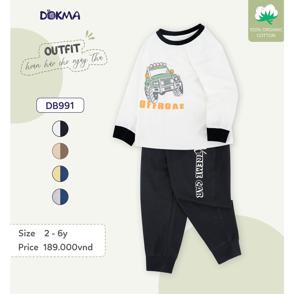 2-6Y Bộ dài tay cổ tròn bé trai Dokma DB813/DB991