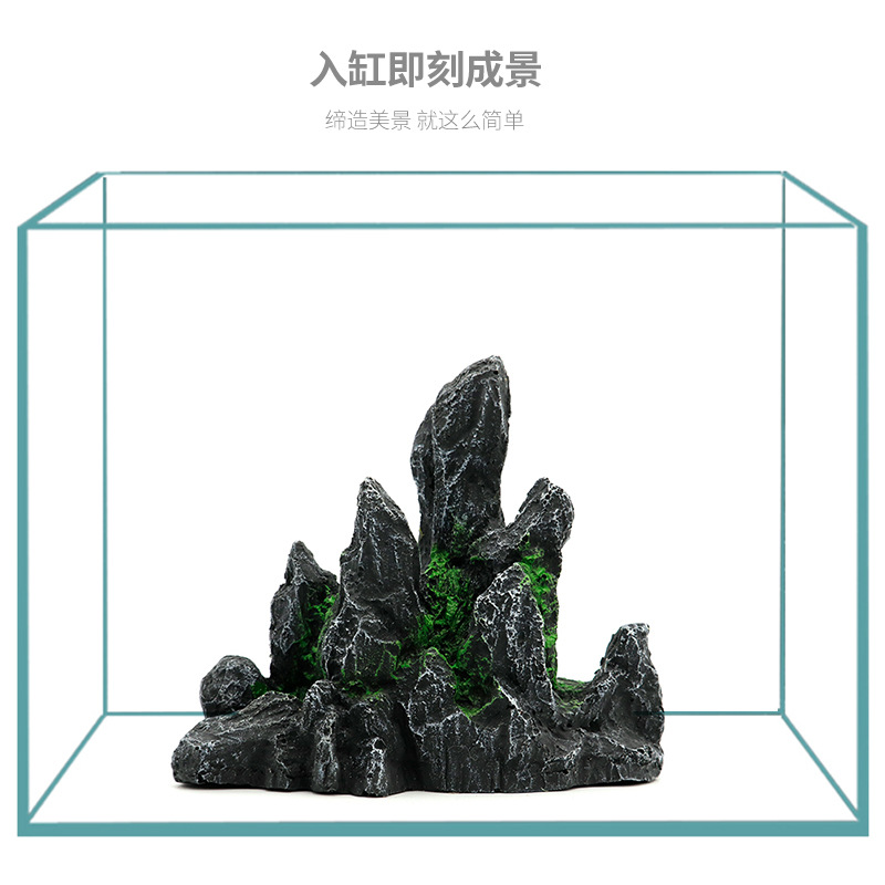 Mô hình núi đá có rêu - Hòn non bộ giả đá trang trí bể cá hồ cá bể thủy sinh