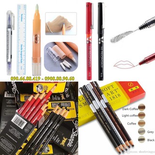 (1 bộ) Bút định hình không trôi chân mày môi mí và bút xoá phun xăm