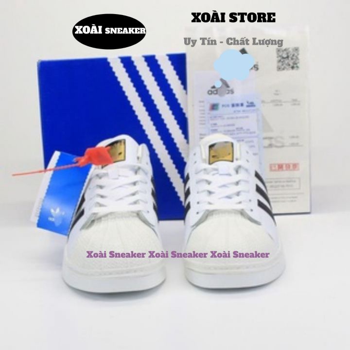Giày superstar mũi sò màu trắng sọc đen, giày thể thao nam nữ adidas mũi sò vip da thật, ảnh thật, full size | BigBuy360 - bigbuy360.vn