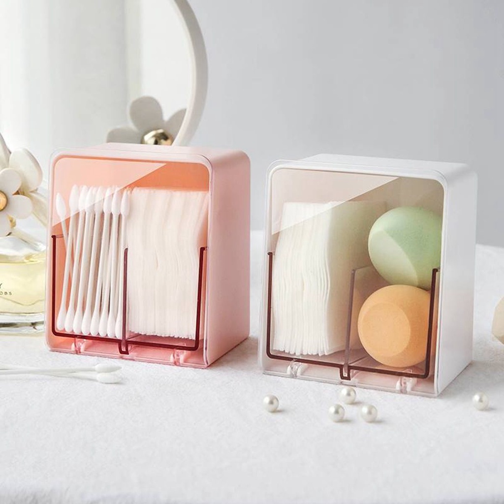 Hộp đựng tăm bông gắn tường bằng acrylic chống bụi sắp xếp gọn gàng đa dụng tiện lợi