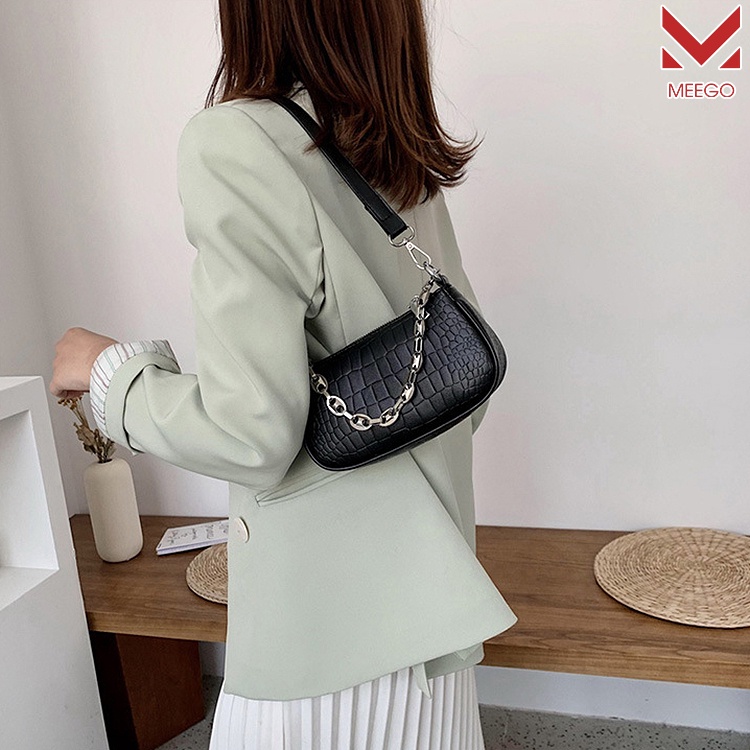 Túi Kẹp Nách Da Vân Rắn Phong Cách Thời Trang Nắng Động MEEGO G1133