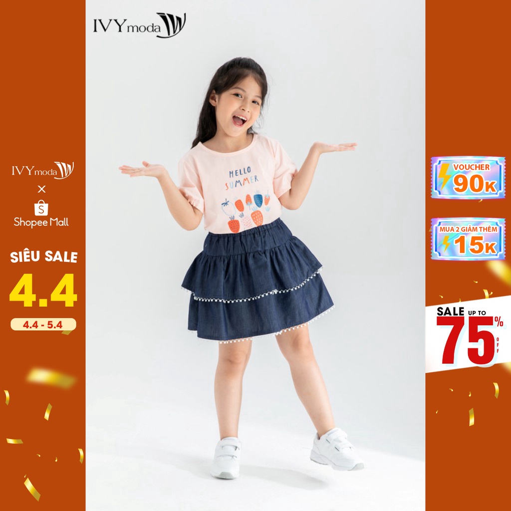 [NHẬP WABRTL5 GIẢM 10% TỐI ĐA 50K ĐH 250K ]Áo thun hello summer bé gái IVY moda MS 57G1299