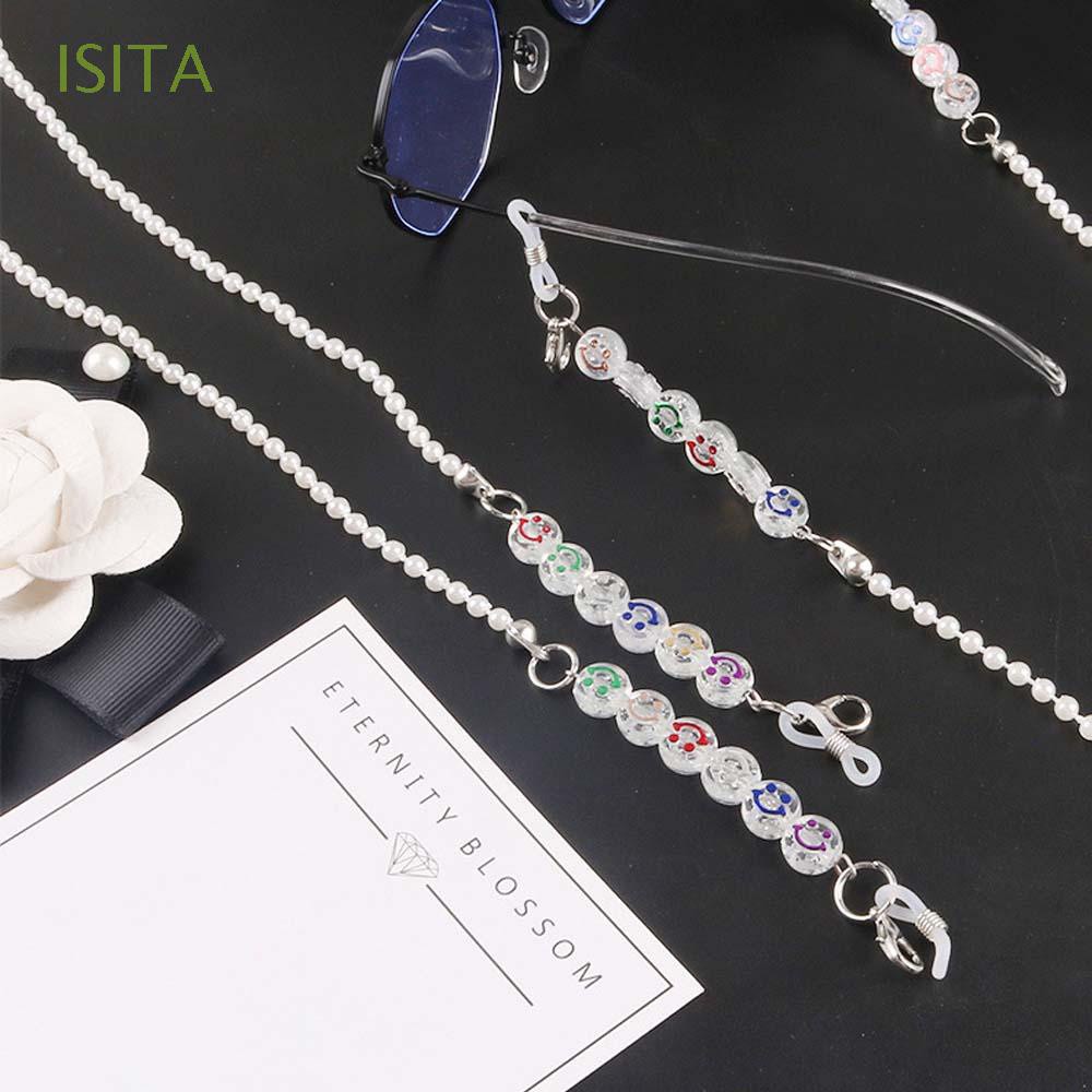 Dây giữ khẩu trang mắt kính đeo cổ chống thất lạc chuỗi hạt ngọc trai bằng nhựa resin nhiều màu sắc cho trẻ em