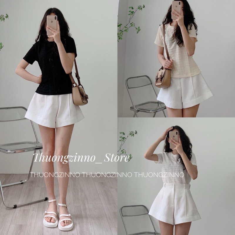 [Ảnh thật/Video] Áo phông xốp Hàn Quốc ngắn tay cho dãn dáng vừa