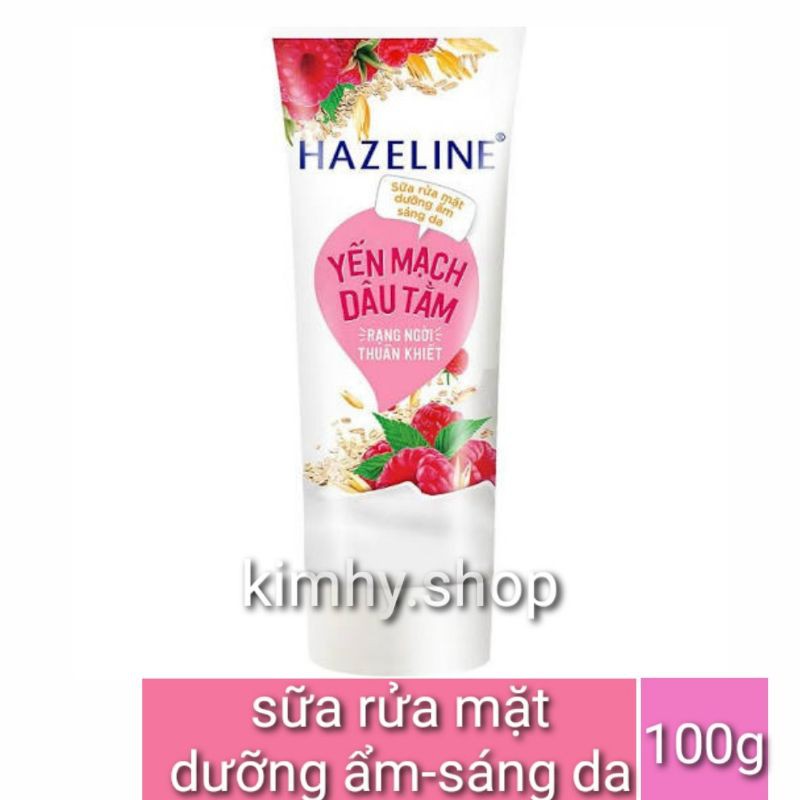 sữa rửa mặt HAZELINE dưỡng ẩm -sáng da. yến mạch và dâu tằm 100g