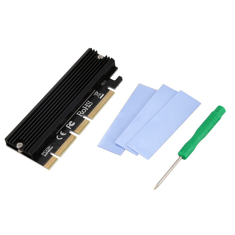 [Ready Stock]M.2 Nvme Ssd Ngff To Pcie 3.0 X16 Adapter M Key Interface Card+Heatsink Support Pci Express 3.0 X4 2230-2280 Size M.2 Full Speed