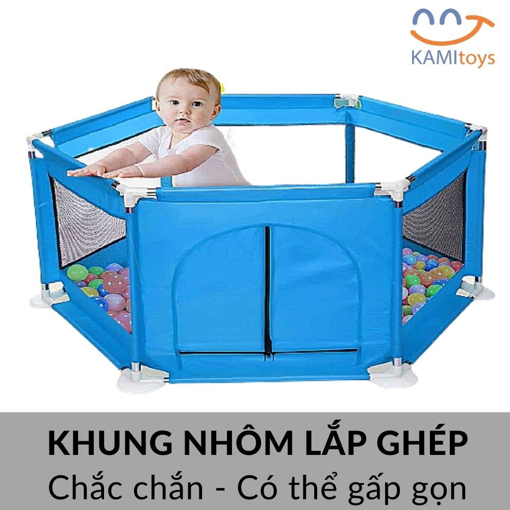 Cũi kiêm Nhà Quây bóng cho bé hàng đẹp có Cửa lưới Loại Vải + Khung lắp chắc chắn mã 50107 Kami