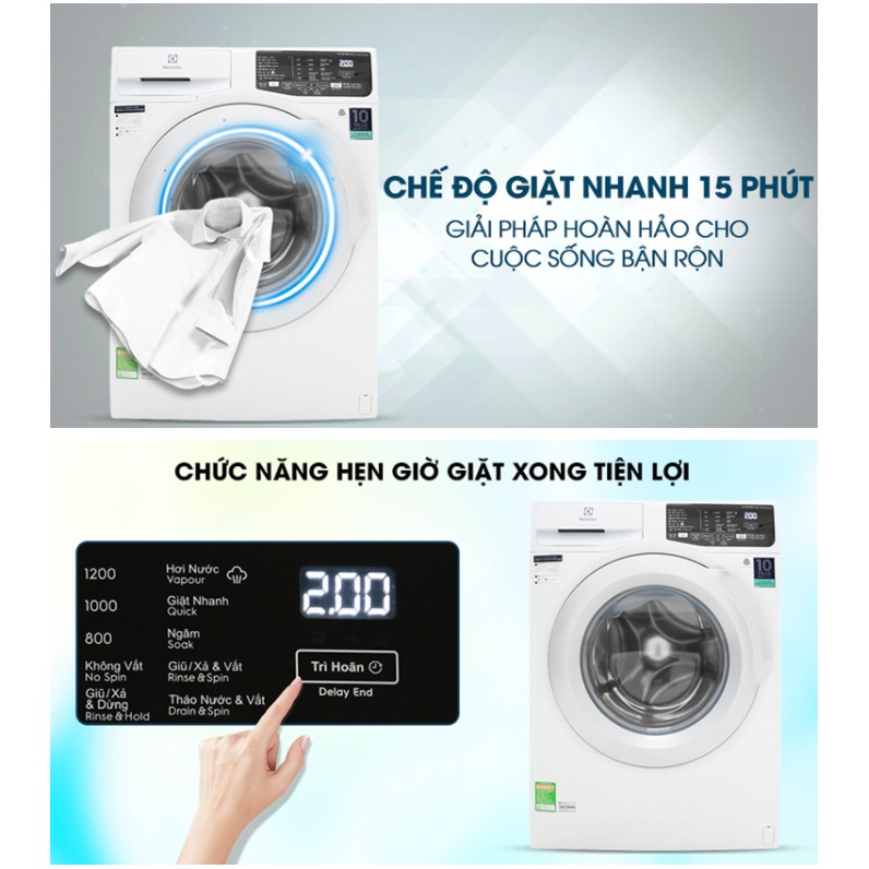 Máy Giặt Cửa Trước Electrolux Inverter Công Nghệ Hơi Nước 8Kg EWF8025BQWA