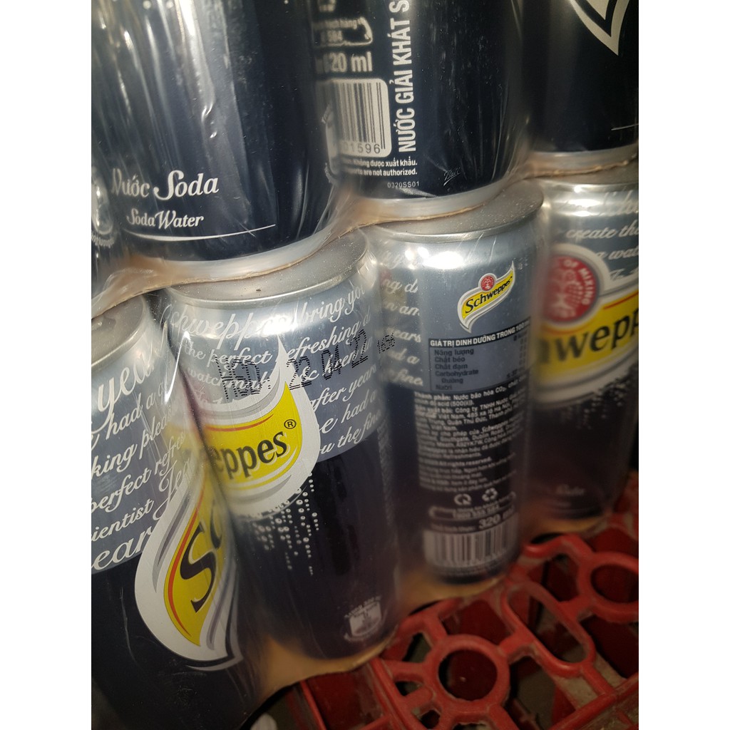 Thùng 24 Lon Nước Ngọt Có Gas Soda Schweppes Soft Drink Lon 330ml Date Luôn Mới