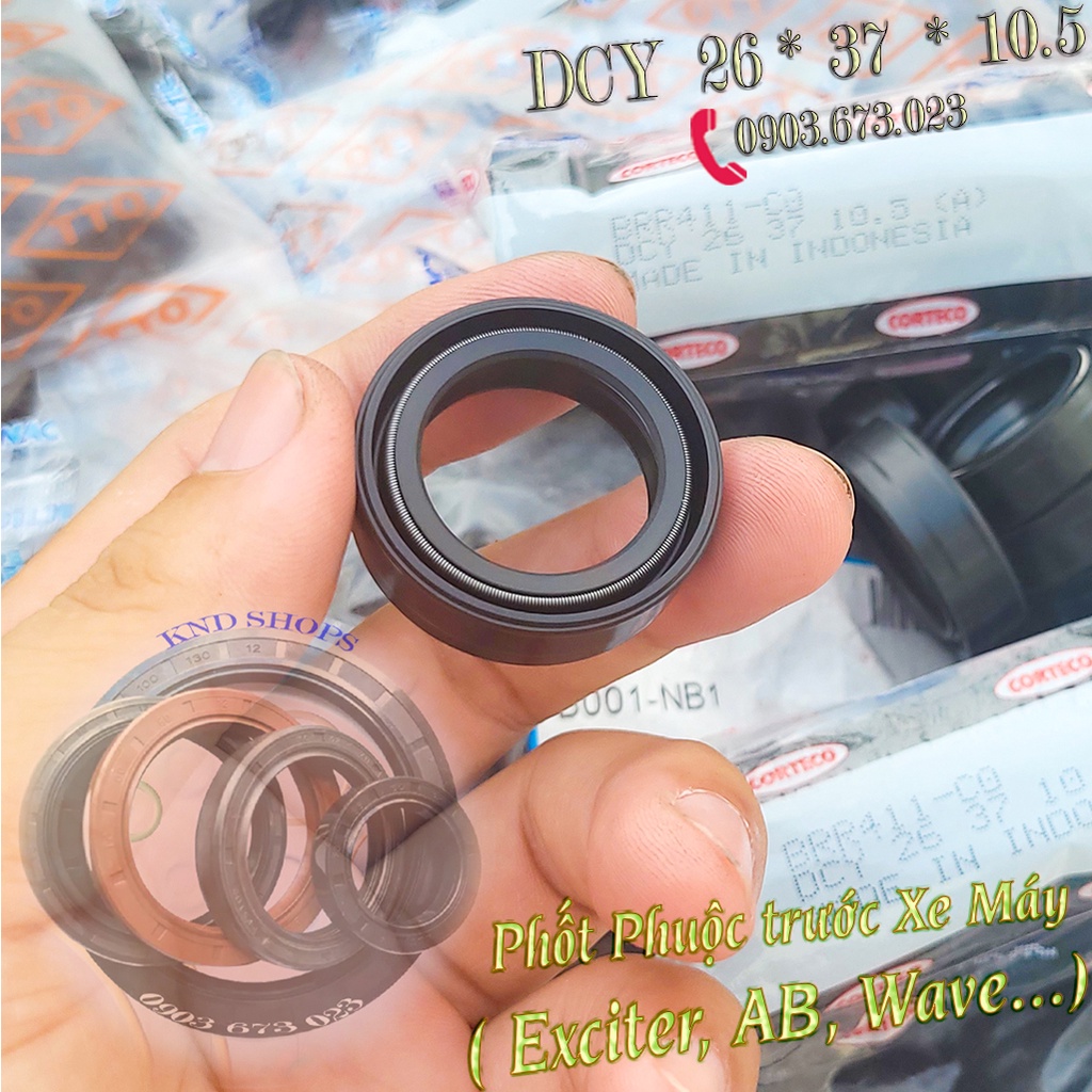 Phốt giảm sóc phuộc trước NOK/NACTEC DCY 26*37*10.5 | Nactec DCY 27*37*10.5 02 lò xo cho Nouvo, Sirius, NVX, Exiter,...